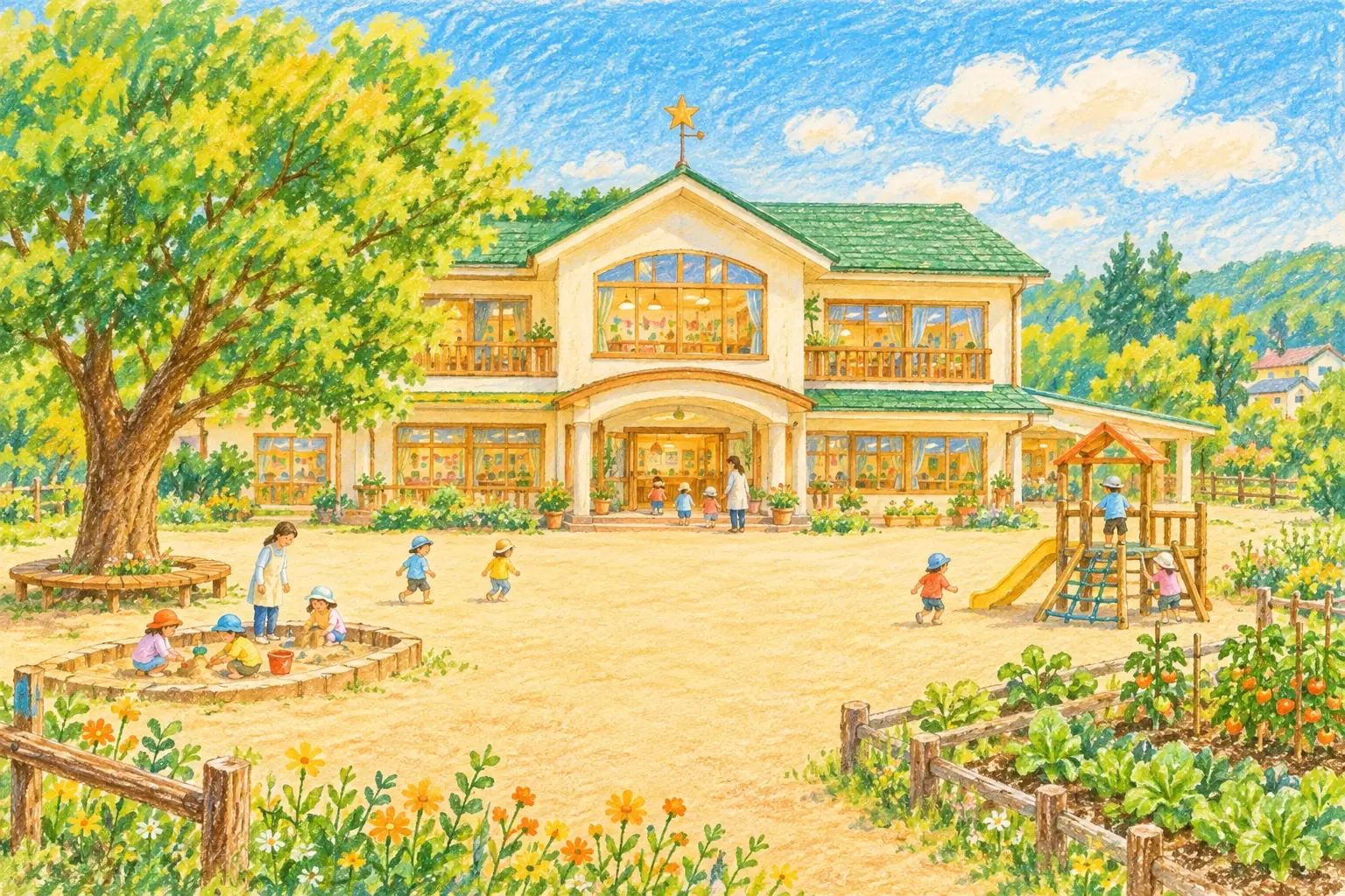 ほしかげ台幼稚園の園舎と園庭